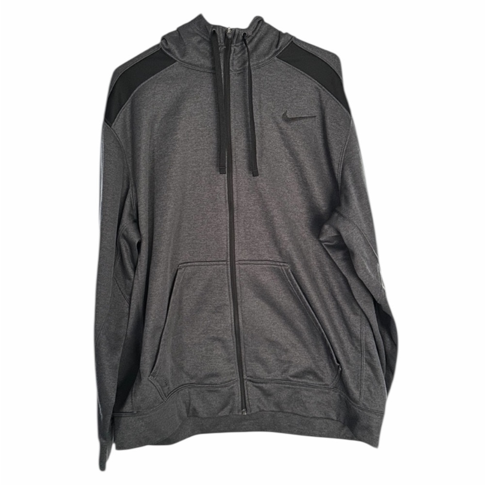 Nike Therma Fit Mens Gray/Black Full Zip Hoodie - Size XL - Pre-Loved
